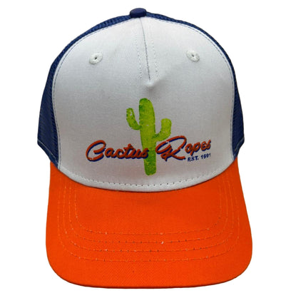 GORRA CACTUS MALLA NIÑOS AZUL CON NARANJA